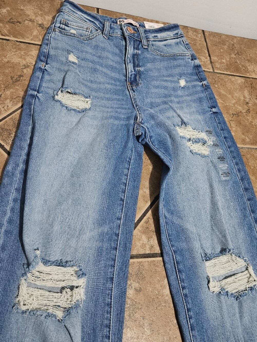 SQ Highest Rise Baggy Dad Jean Sz 3 Distressed NEW